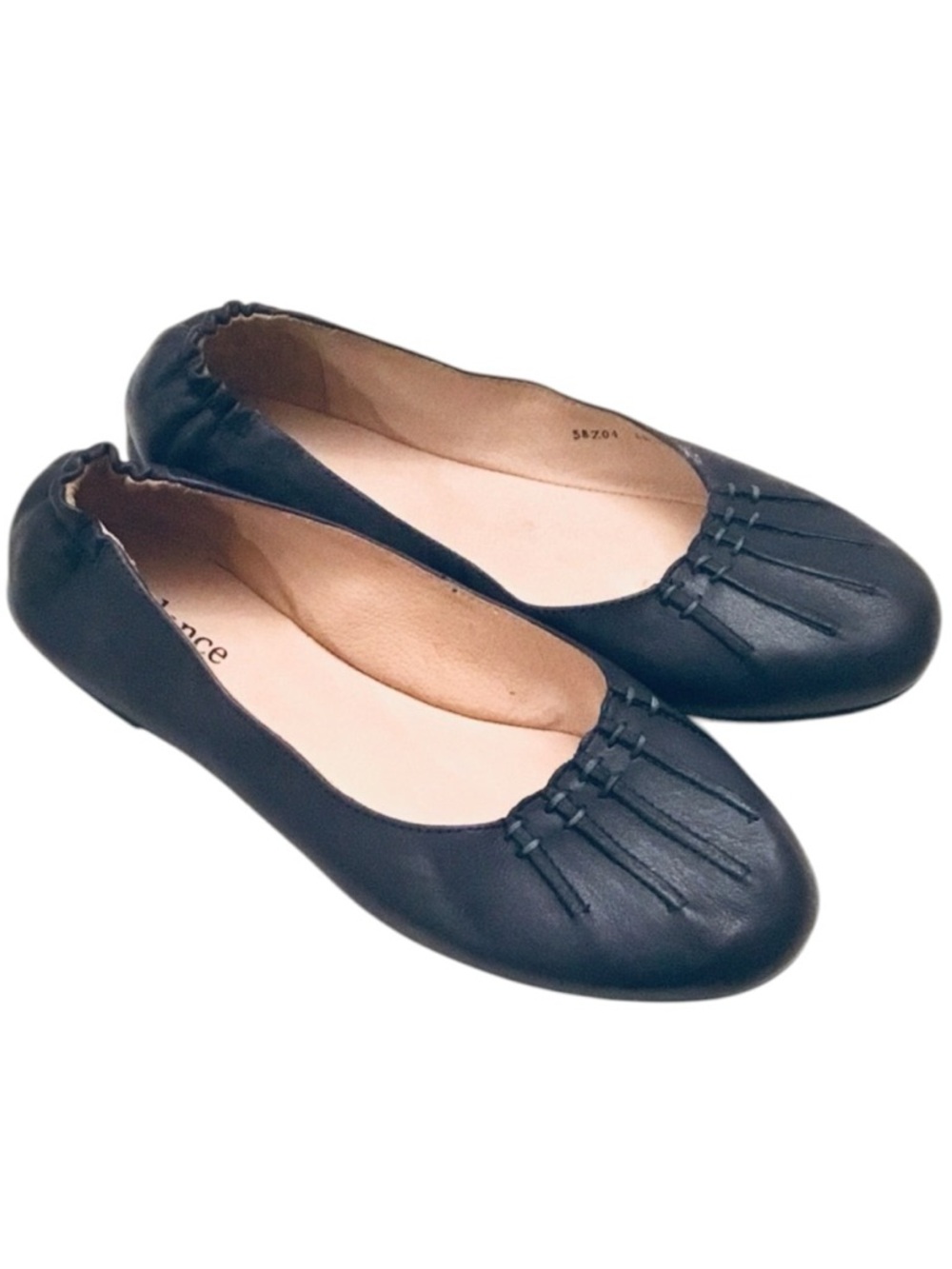 Sundance Ballet Flats Simply Grace Navy Blue Leather Slip-on Size- 38/7.5